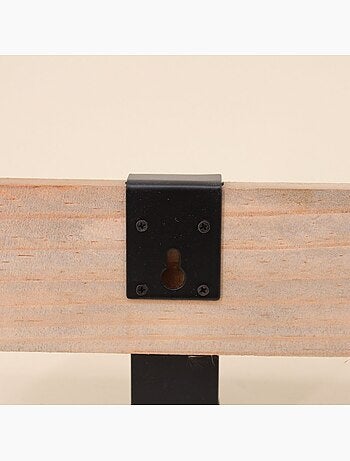 Patère 4 crochets en bois et métal noir 51cm