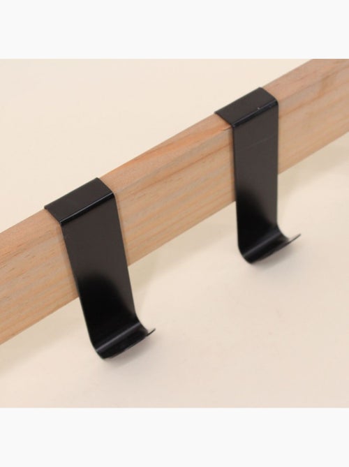 Patère 4 crochets en bois et métal noir 51cm - Kiabi