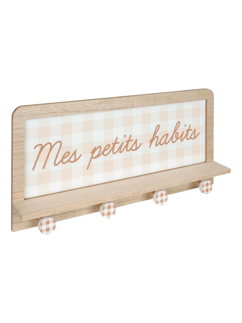 Patère 4 crochets ferme bois Beige - Kiabi