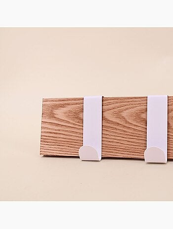 Patère 4 têtes en bois et métal blanc 51cm