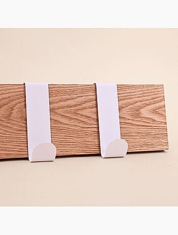 Patère 4 têtes en bois et métal blanc 51cm