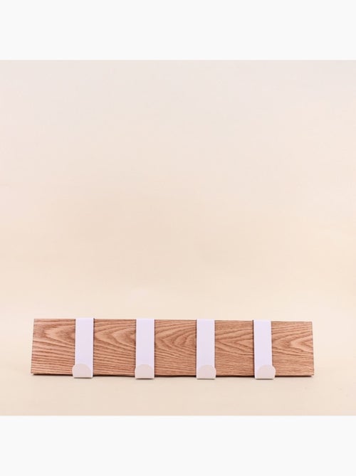Patère 4 têtes en bois et métal blanc 51cm - Kiabi