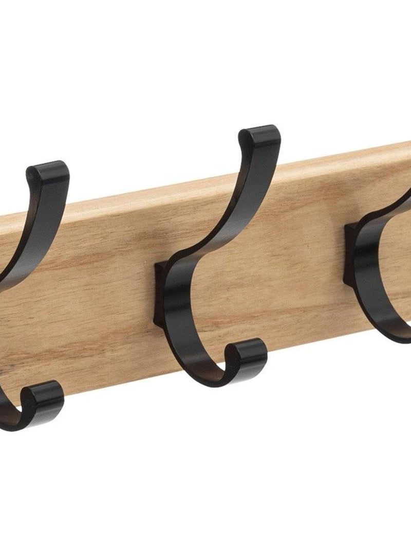 Patère 6 têtes bois naturel et noir Beige - Kiabi