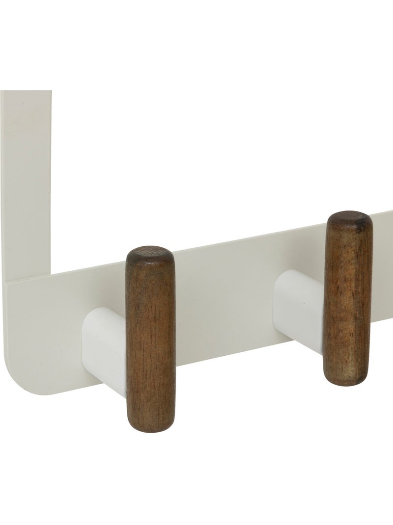 Patère accroche-porte 4 crochets en acier et bois CASSIE Beige - Kiabi