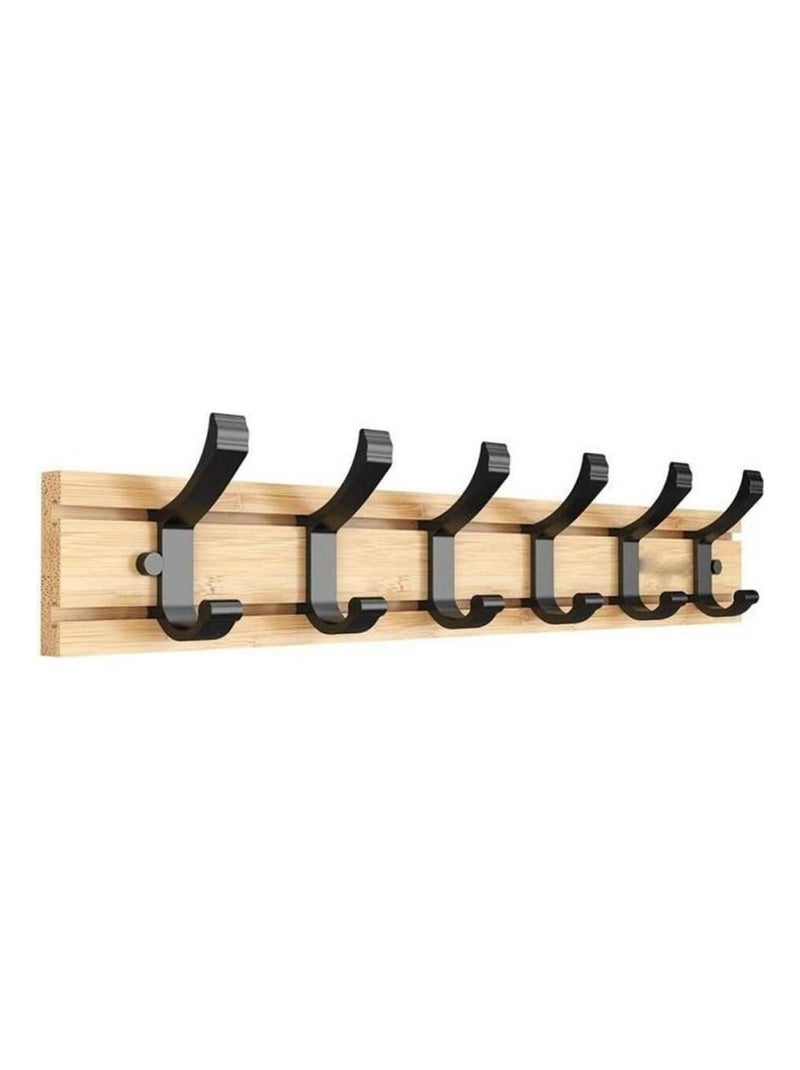 Patère bambou 6 têtes coulissantes Beige - Kiabi