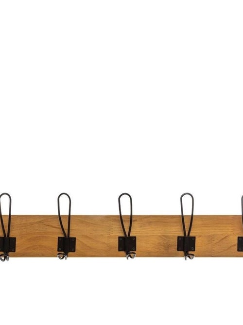 Patère bois rétro 5 crochets Loft - Kiabi