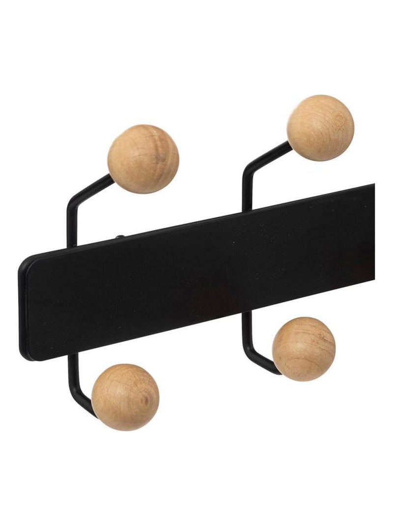 Patère boule bois 10 têtes mural Noir - Kiabi