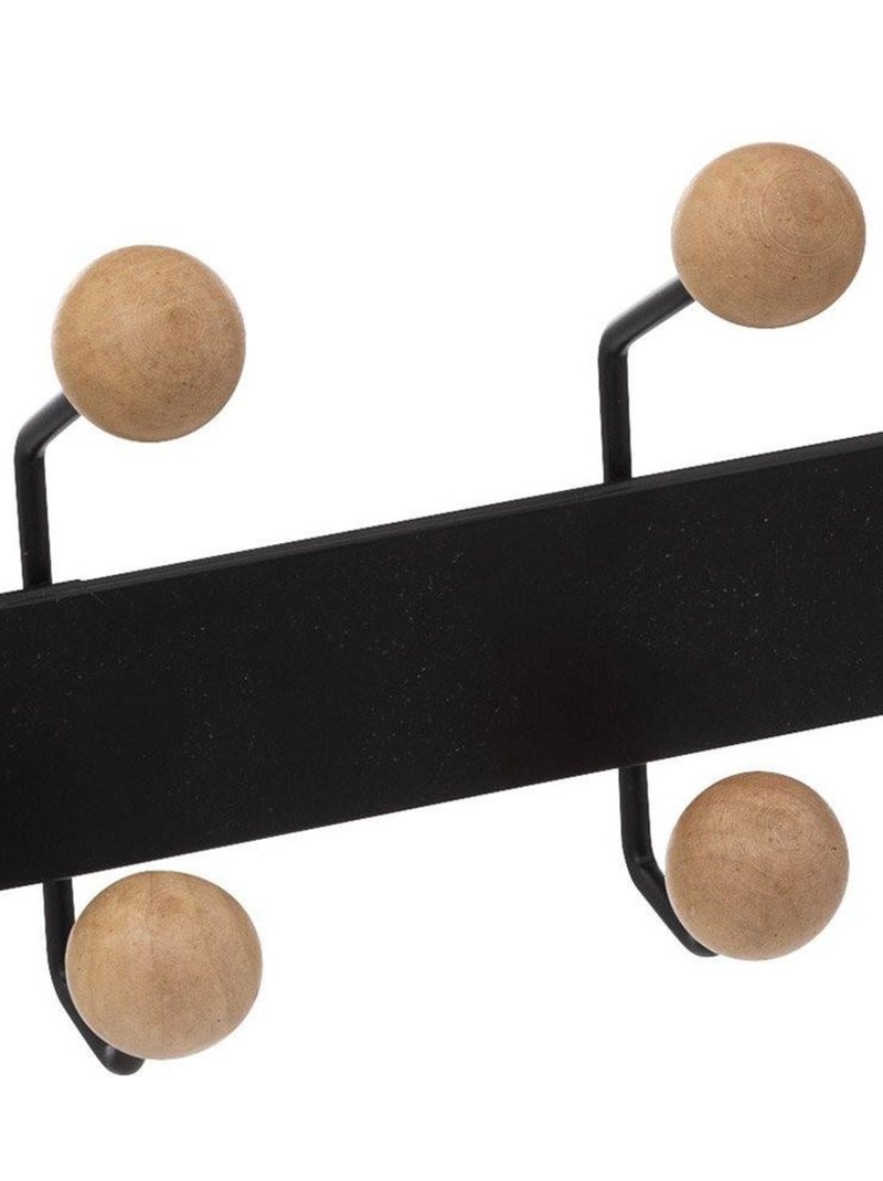 Patère boule bois 10 têtes pour porte Noir - Kiabi