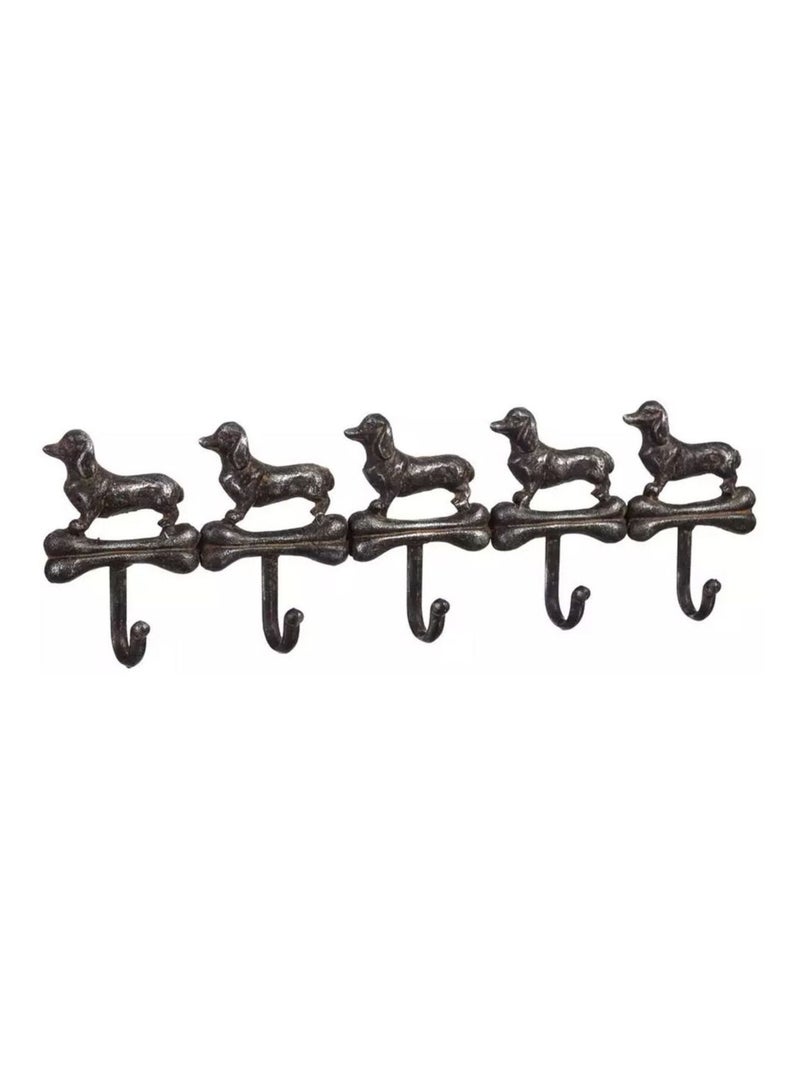 Patère Chiens 5 crochets Marron - Kiabi