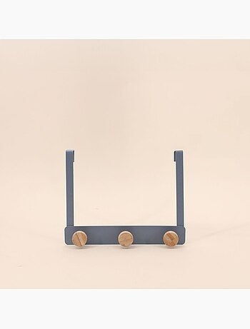 Patère de porte 3 têtes en métal gris 25cm