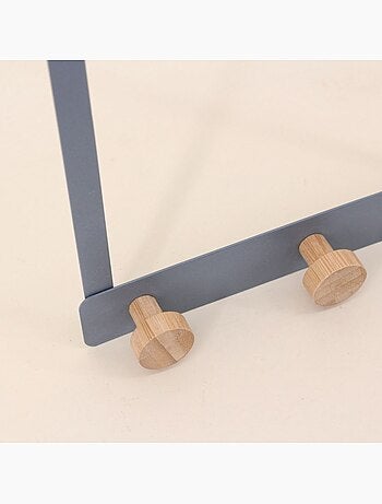 Patère de porte 3 têtes en métal gris 25cm