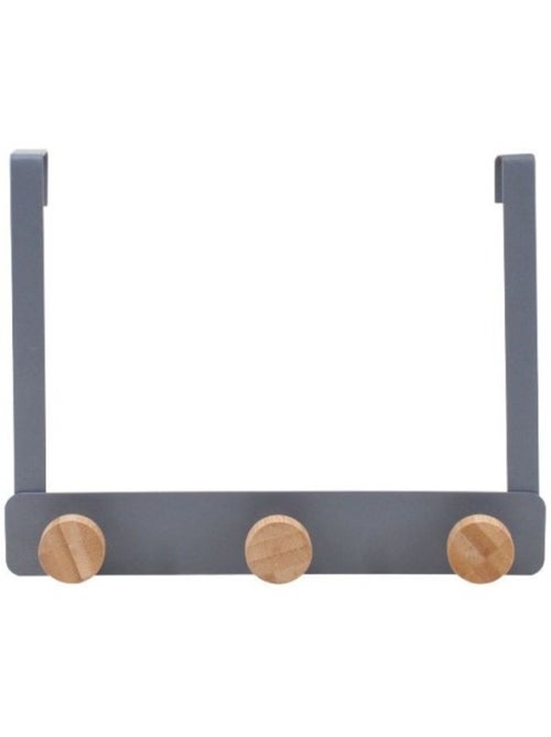 Patère de porte 3 têtes en métal gris 25cm - Kiabi