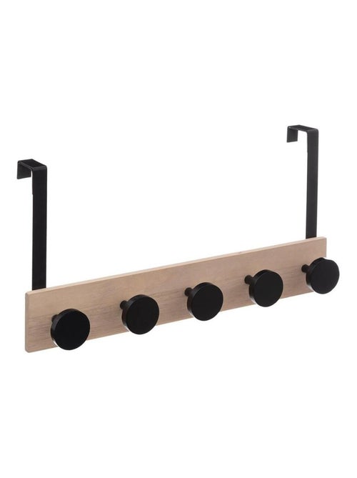 Patère de porte bois 5 têtes noir - Kiabi