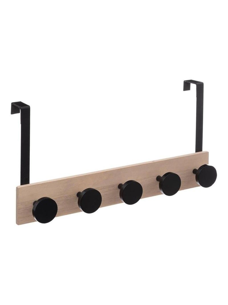 Patère de porte bois 5 têtes noir Noir - Kiabi