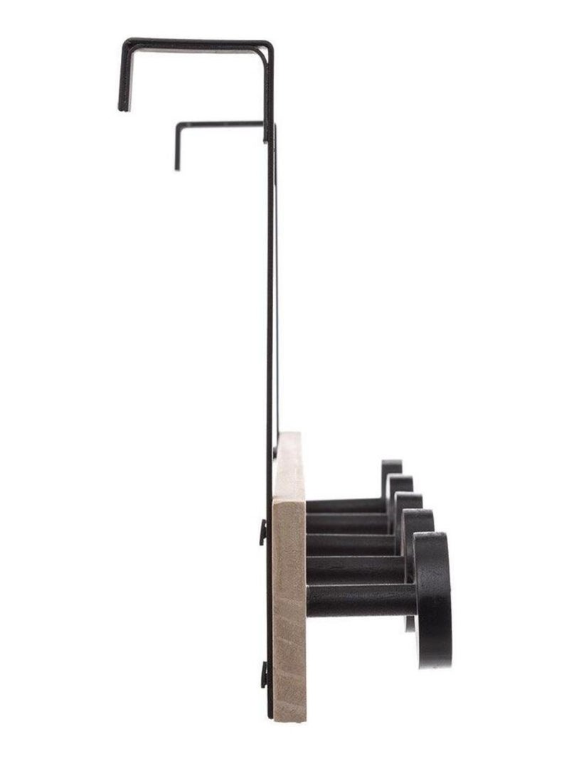 Patère de porte bois 5 têtes noir Noir - Kiabi