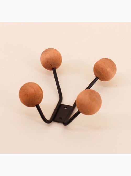 Patère design en bois et métal 4 têtes - Kiabi