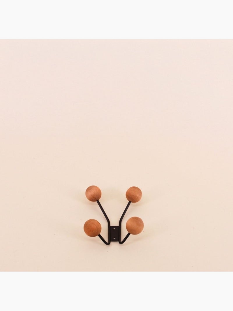 Patère design en bois et métal 4 têtes Noir - Kiabi