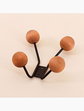 Patère design en bois métal 4 têtes