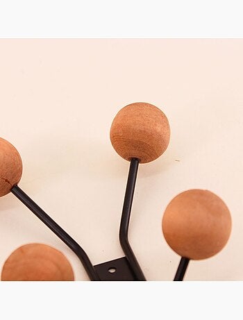 Patère design en bois métal 4 têtes