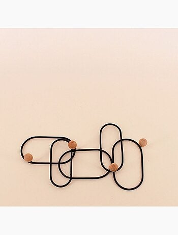 Patère design en métal noir 35x20cm