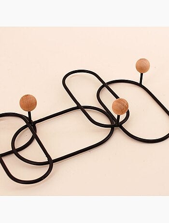 Patère design en métal noir 35x20cm