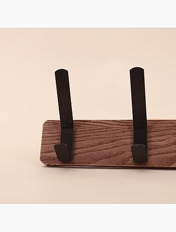 Patère en bois foncé et métal noir 30cm