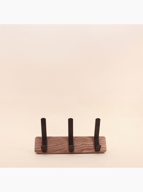Patère en bois foncé et métal noir 30cm - Kiabi