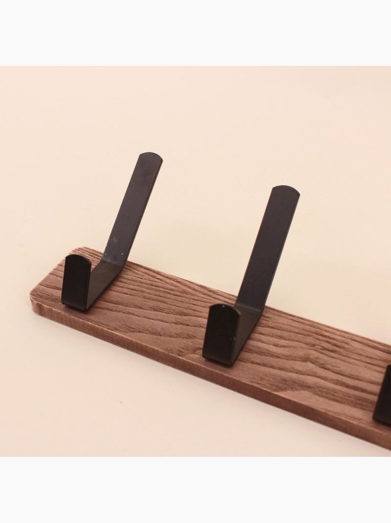Patère en bois foncé et métal noir 30cm Noir - Kiabi