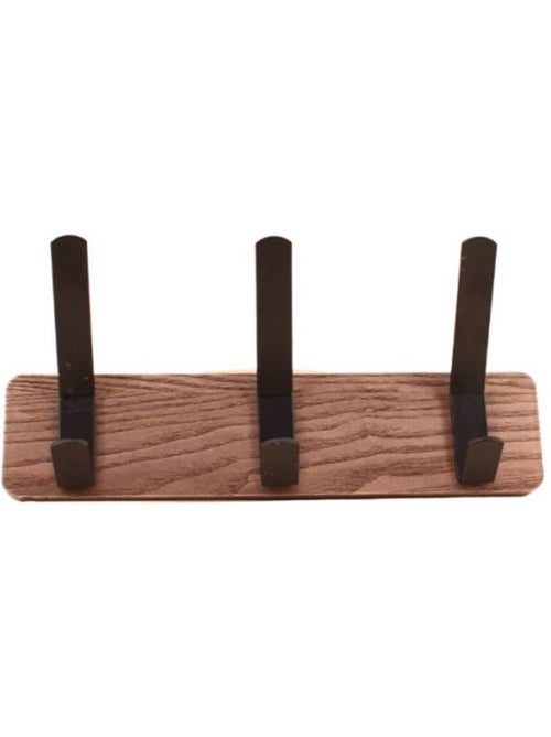 Patère en bois foncé et métal noir 30cm - Kiabi