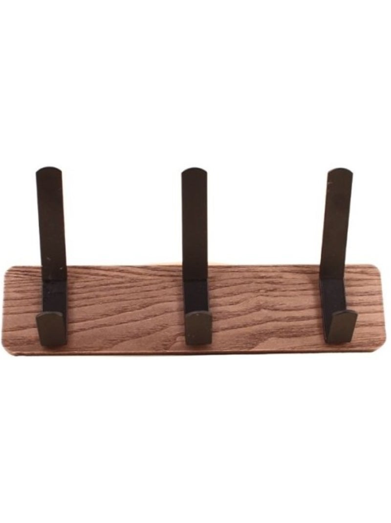 Patère en bois foncé et métal noir 30cm Noir - Kiabi