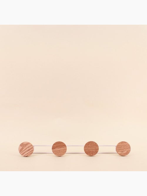 Patère en métal blanc 4 têtes plaqué frêne 49cm - Kiabi