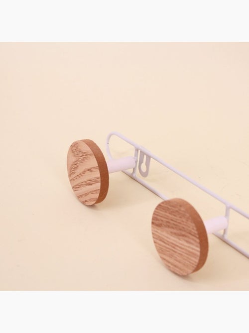 Patère en métal blanc 4 têtes plaqué frêne 49cm - Kiabi