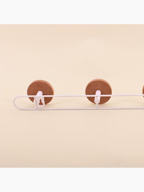 Patère en métal blanc 4 têtes plaqué frêne 49cm - Kiabi