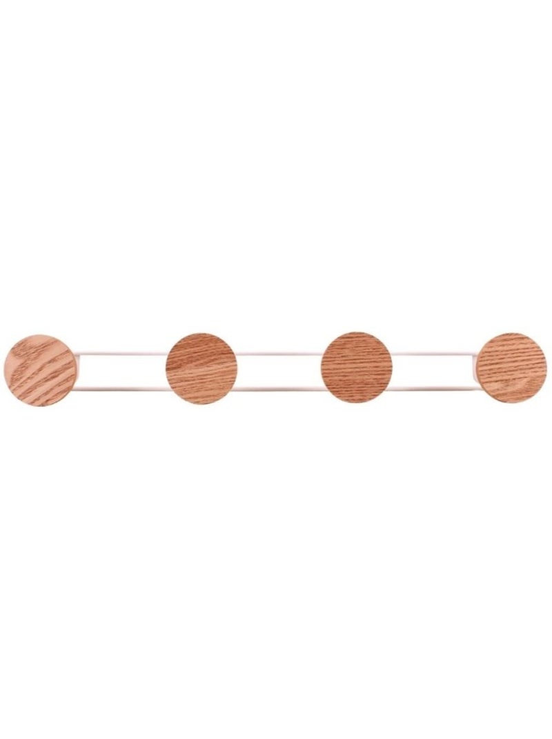 Patère en métal blanc 4 têtes plaqué frêne 49cm Blanc - Kiabi