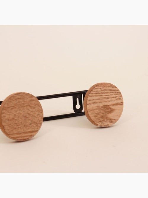 Patère en métal noir 4 têtes plaqué frêne 49x6 cm - Kiabi