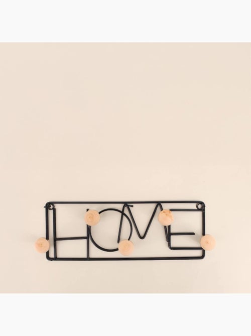 Patère en métal noir "Home" 40cm - Kiabi