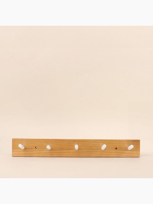 Patère en pin naturel 5 têtes 48x6cm - Kiabi