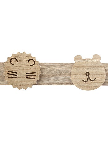 Patère enfant 4 crochets animaux en bois pin SYNA