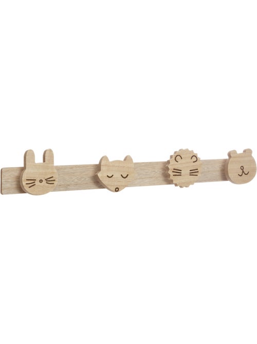 Patère enfant 4 crochets animaux en bois pin SYNA - Kiabi