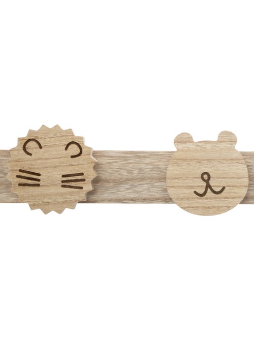 Patère enfant 4 crochets animaux en bois pin SYNA - Kiabi
