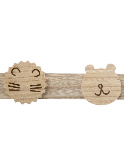 Patère enfant 4 crochets animaux en bois pin SYNA - Kiabi