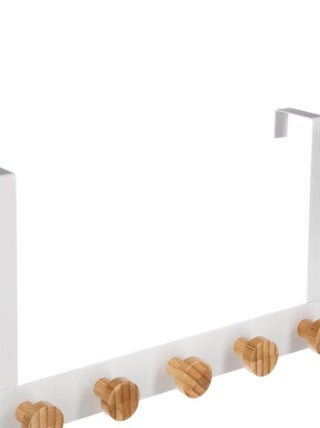 Patère métal bambou 5 têtes pour porte blanc