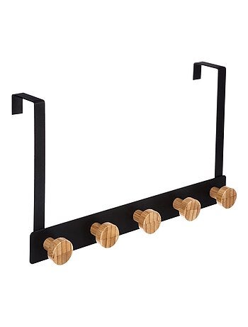 Patère métal bambou 5 têtes pour porte noir