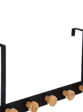 Patère métal bambou 5 têtes pour porte noir