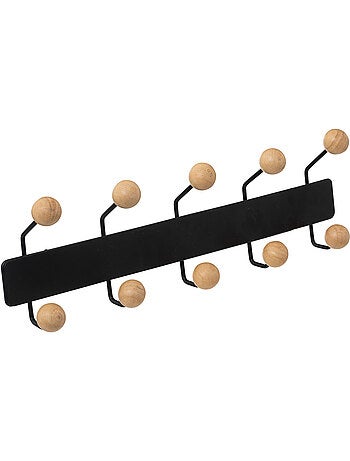 Patère murale 10 crochets en bois et métal BLACKWOOD