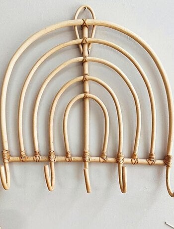 Patère murale 5 crochets rotin