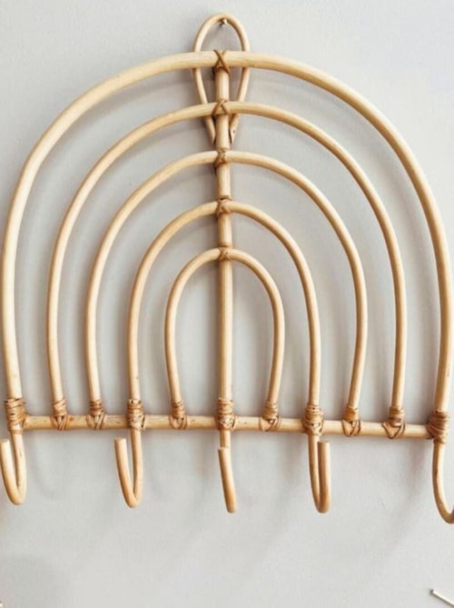 Patère murale 5 crochets rotin - Kiabi