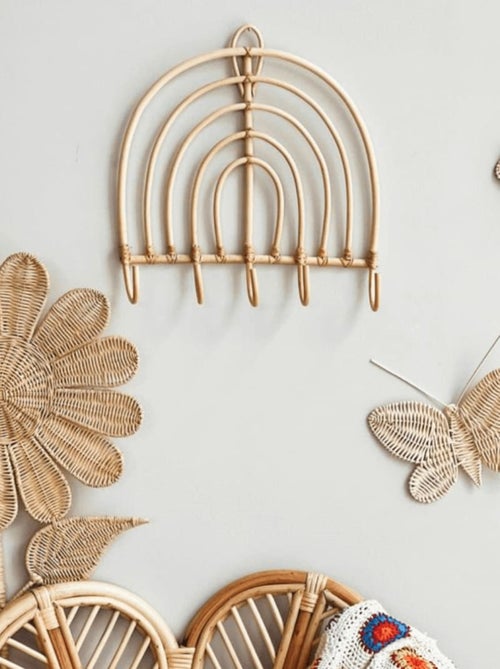 Patère murale 5 crochets rotin - Kiabi