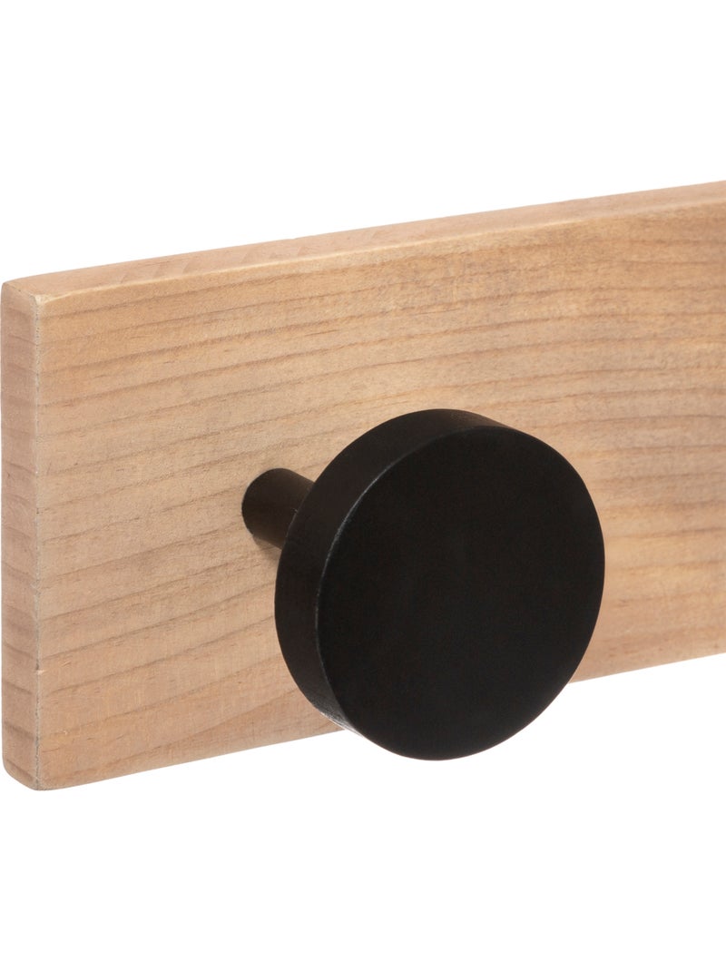 Patère murale 6 têtes en bois de pin ROUNDWOOD Noir - Kiabi