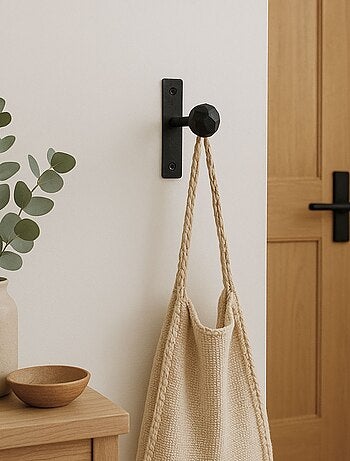 Patère murale boule en métal brut